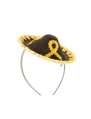 Kostümzubehör Haarreif Mini Sombrero Farbe: schwarz/gold
