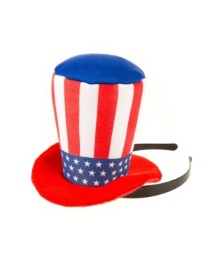 Kostümzubehör Haarreif Mini Zylinder Amerika Farbe: rot/blau