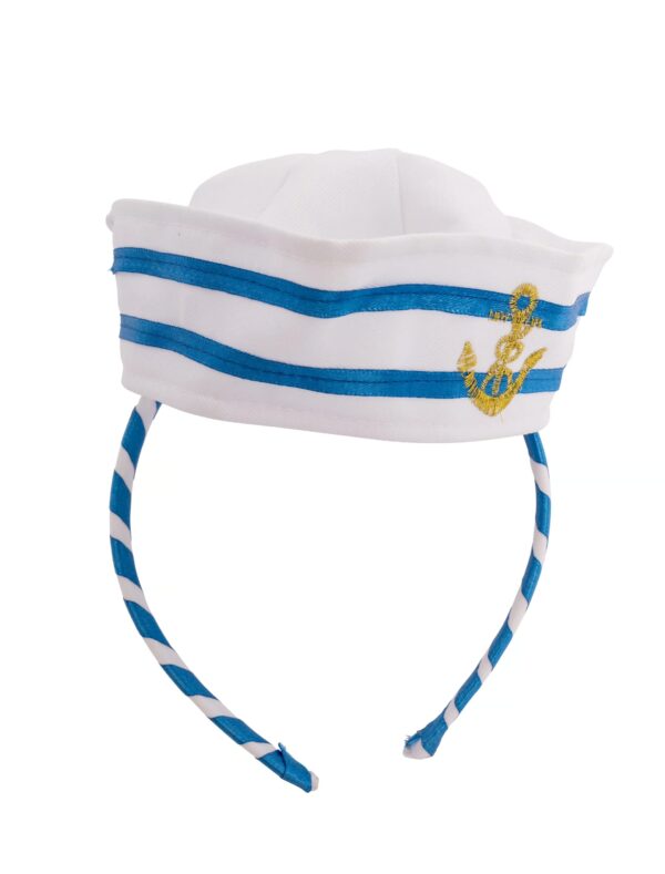 Kostümzubehör Haarreif Mütze Kapitän blau/weiß