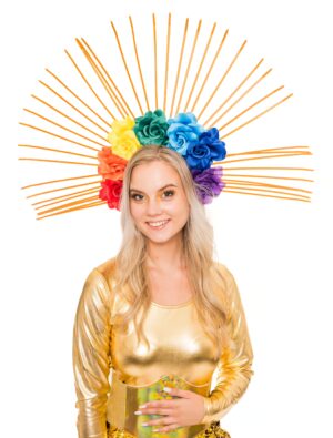 Kostümzubehör Haarreif Regenbogen mit Sonne bunt Farbe: bunt