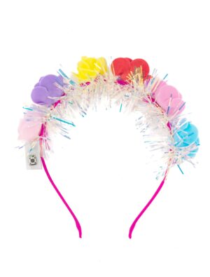 Kostümzubehör Haarreif Rosen und Lametta mit LED bunt Farbe: bunt