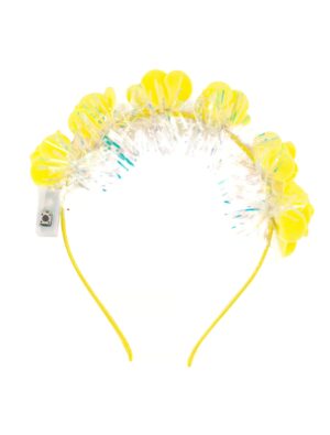 Kostümzubehör Haarreif Rosen und Lametta mit LED gelb