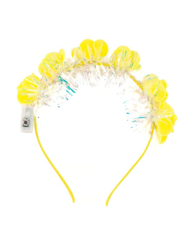 Kostümzubehör Haarreif Rosen und Lametta mit LED gelb