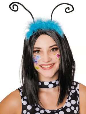 Kostümzubehör Haarreif Schmetterling mit Federn türkis