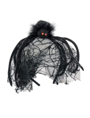 Kostümzubehör Haarreif Spinnennetz schwarz mit Tüll