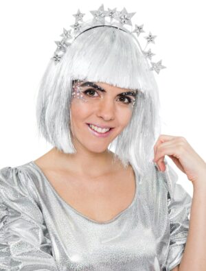 Kostümzubehör Haarreif Stars Damen silber