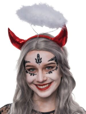 Kostümzubehör Haarreif Teufel/Engel Damen schwarz/weiß/rot