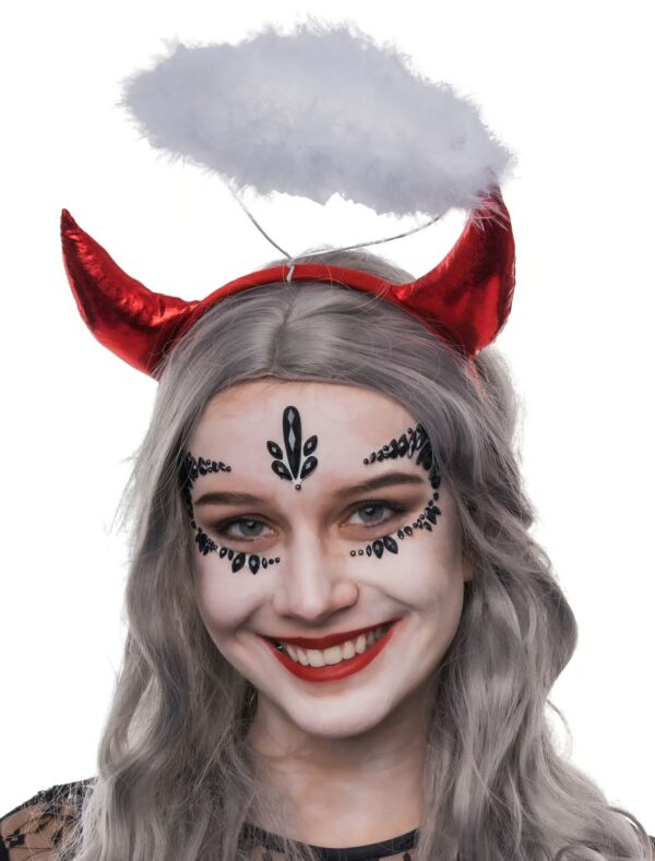 Kostümzubehör Haarreif Teufel/Engel Damen schwarz/weiß/rot