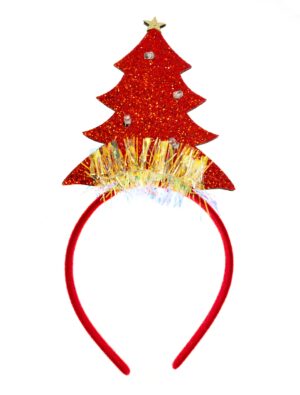 Kostümzubehör Haarreif Weihnachtsbaum rot mit Beleuchtung