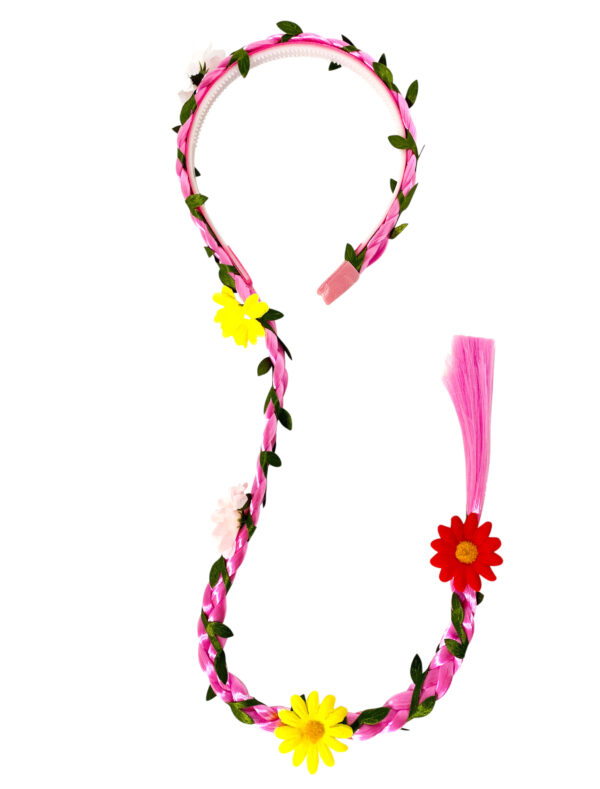 Kostümzubehör Haarreif geflochten pink mit Blumen