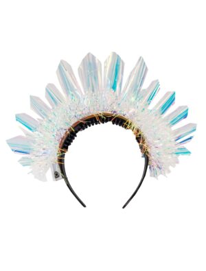 Kostümzubehör Haarreif holographisch mit Lametta und LED Damen bunt Farbe: bunt