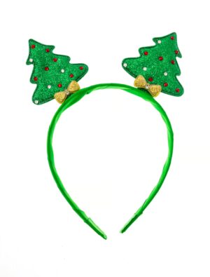 Kostümzubehör Haarreif mit 2 Weihnachtsbäumen Farbe: grün