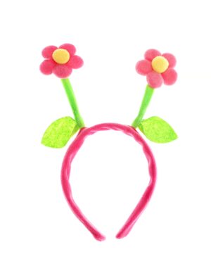 Kostümzubehör Haarreif mit 2 pinken Blumen Damen pink/grün