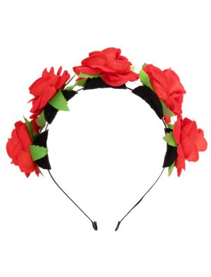 Kostümzubehör Haarreif mit 5 Rosen Damen rot