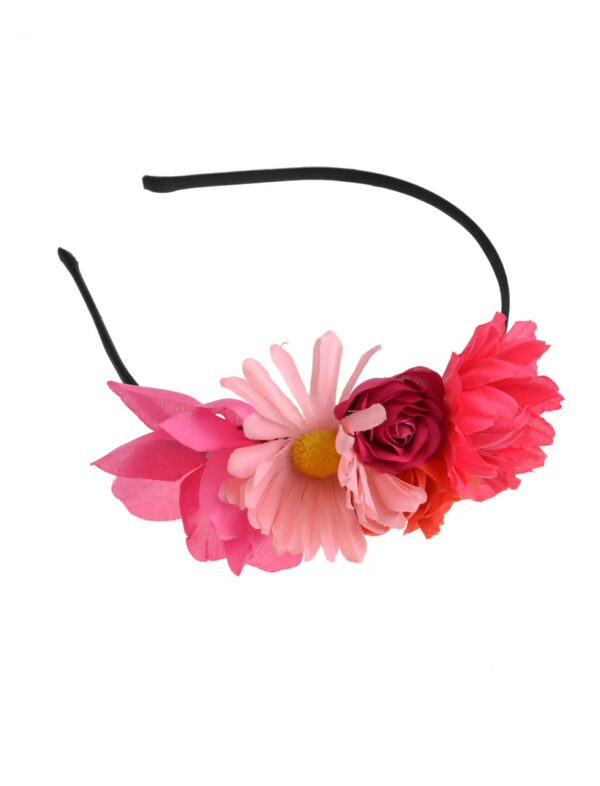 Kostümzubehör Haarreif mit Blumen pink/rosa