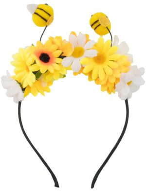 Kostümzubehör Haarreif mit Blumen und Bienen gelb