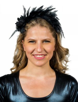 Kostümzubehör Haarreif mit Federn Damen schwarz