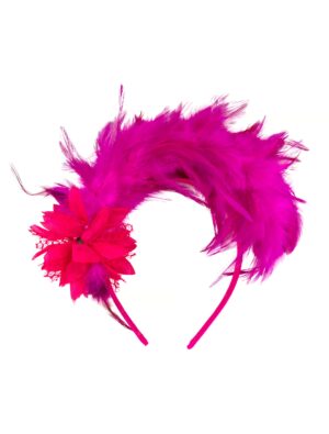 Kostümzubehör Haarreif mit Federn pink
