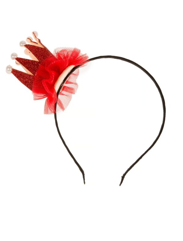Kostümzubehör Haarreif mit Krone Damen rot
