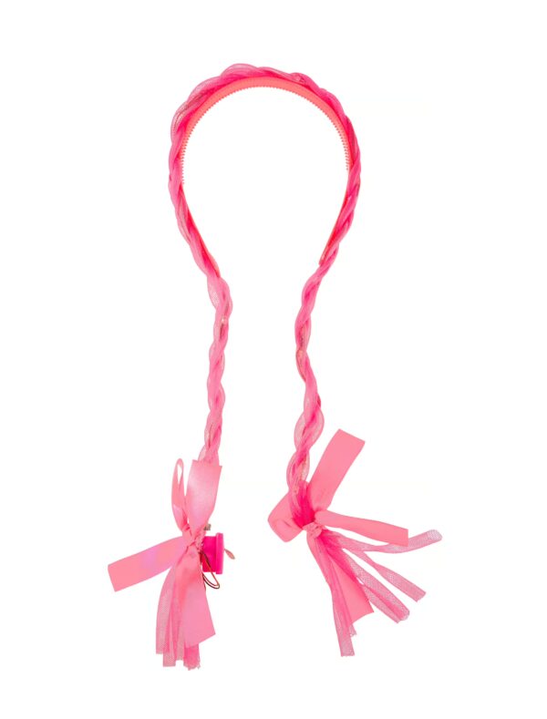 Kostümzubehör Haarreif mit Leuchtzöpfen pink