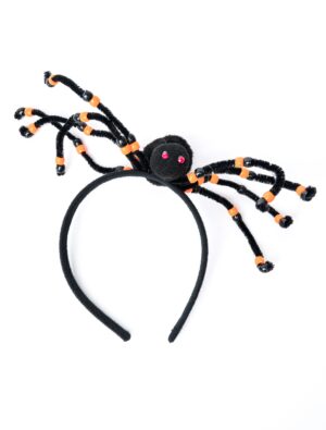 Kostümzubehör Haarreif mit Spinne schwarz/orange