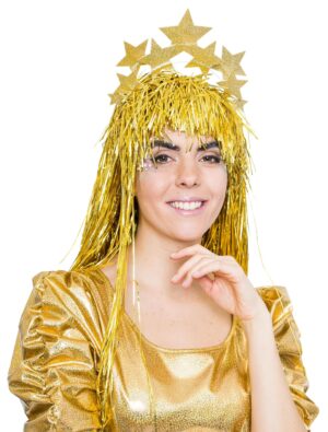 Kostümzubehör Haarreif mit Sternen Damen gold