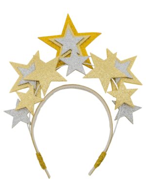 Kostümzubehör Haarreif mit Sternen gold/silber