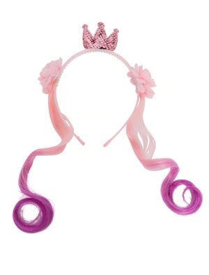 Kostümzubehör Haarreif mit Strähnen rosa