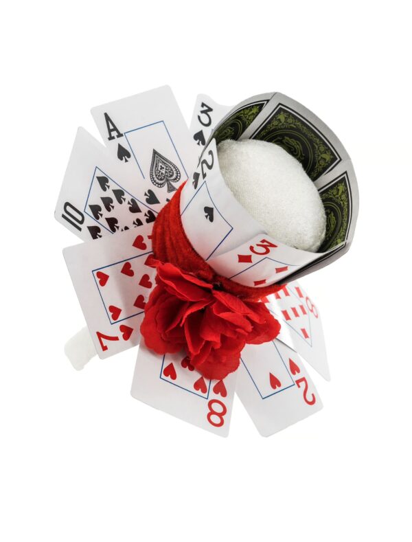 Kostümzubehör Haarreifen mit Poker Karten und Blume Damen rot/weiß