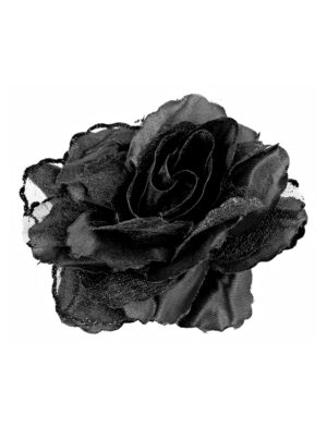 Kostümzubehör Haarspange Rose mit Glitzer schwarz