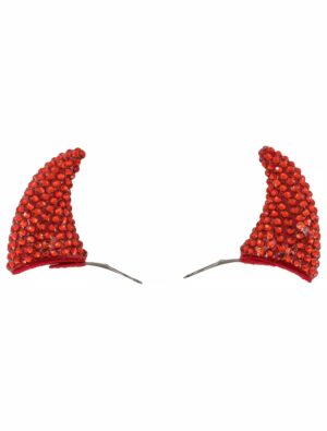 Kostümzubehör Haarspange Teufelshörner Strasssteine rot