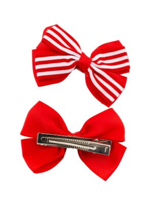 Kostümzubehör Haarspangen mit Schleife gestreift rot/weiß