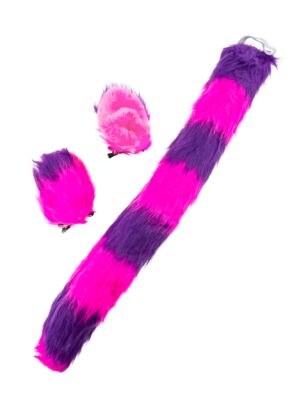 Kostümzubehör Haarspangen und Schwanz Plüsch pink/lila