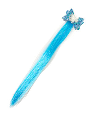 Kostümzubehör Haarsträhne weiß/blau an Haarspange