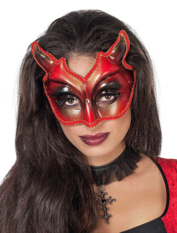 Kostümzubehör Halbmaske Teufel Damen Farbe: rot