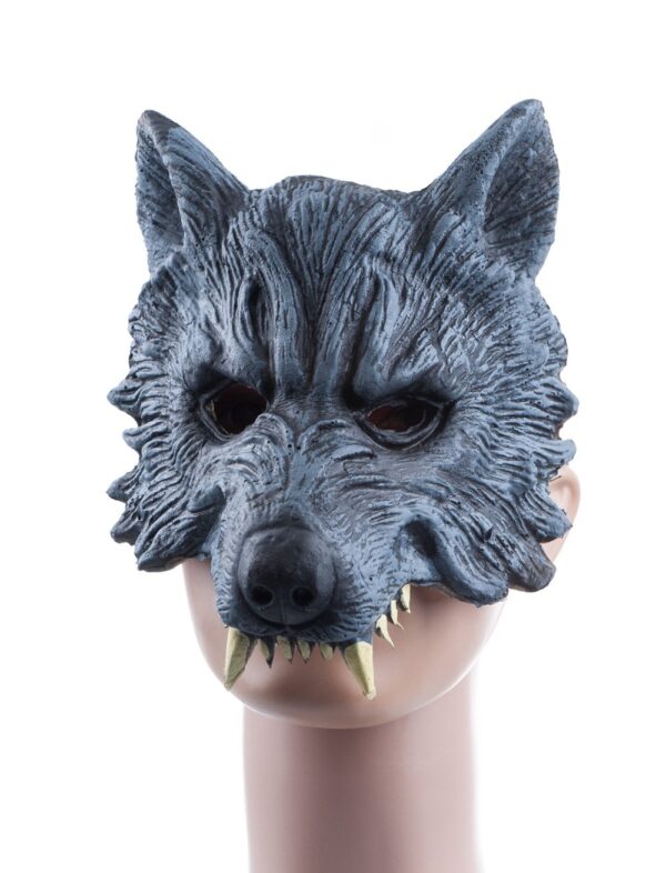 Kostümzubehör Halbmaske Wolf grau