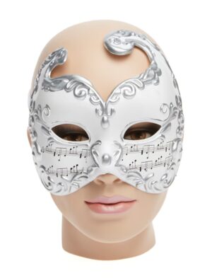 Kostümzubehör Halbmaske mit Verzierung weiß
