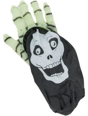 Kostümzubehör Halloweenhand mit Beutel Totenkopf grün/orange