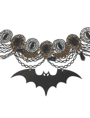 Kostümzubehör Halsband Fledermaus schwarz