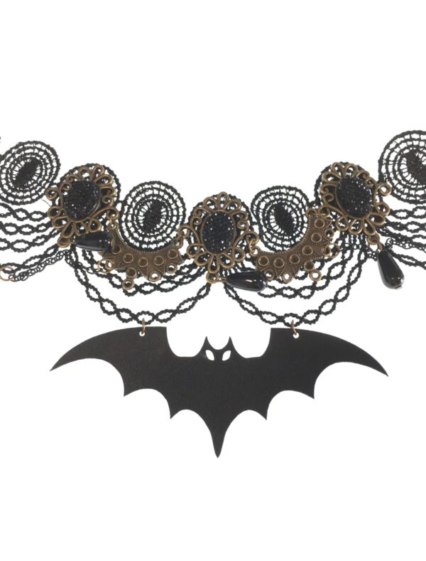 Kostümzubehör Halsband Fledermaus schwarz