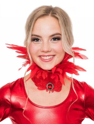 Kostümzubehör Halsband mit Federn rot