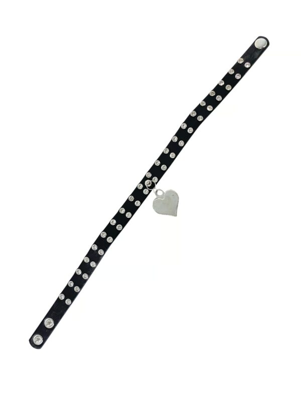 Kostümzubehör Halsband mit Nieten und Herz Farbe: schwarz