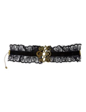 Kostümzubehör Halsband mit Zahnrädern schwarz
