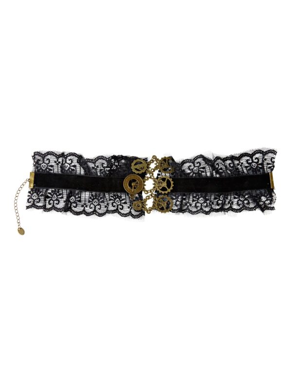 Kostümzubehör Halsband mit Zahnrädern schwarz