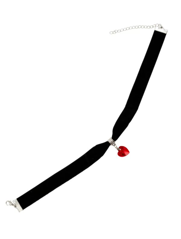 Kostümzubehör Halsband schwarz mit Herz rot