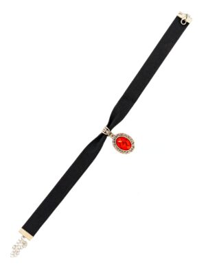 Kostümzubehör Halsband schwarz mit rotem Stein