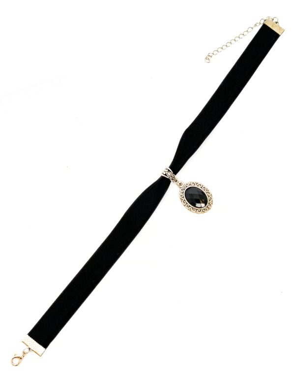 Kostümzubehör Halsband schwarz mit schwarzem Stein