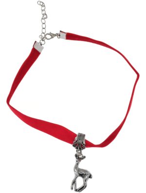 Kostümzubehör Halskette Choker mit Reh Damen rot