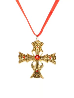 Kostümzubehör Halskette Gothic Kreuz gold