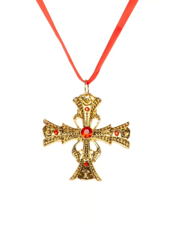 Kostümzubehör Halskette Gothic Kreuz gold